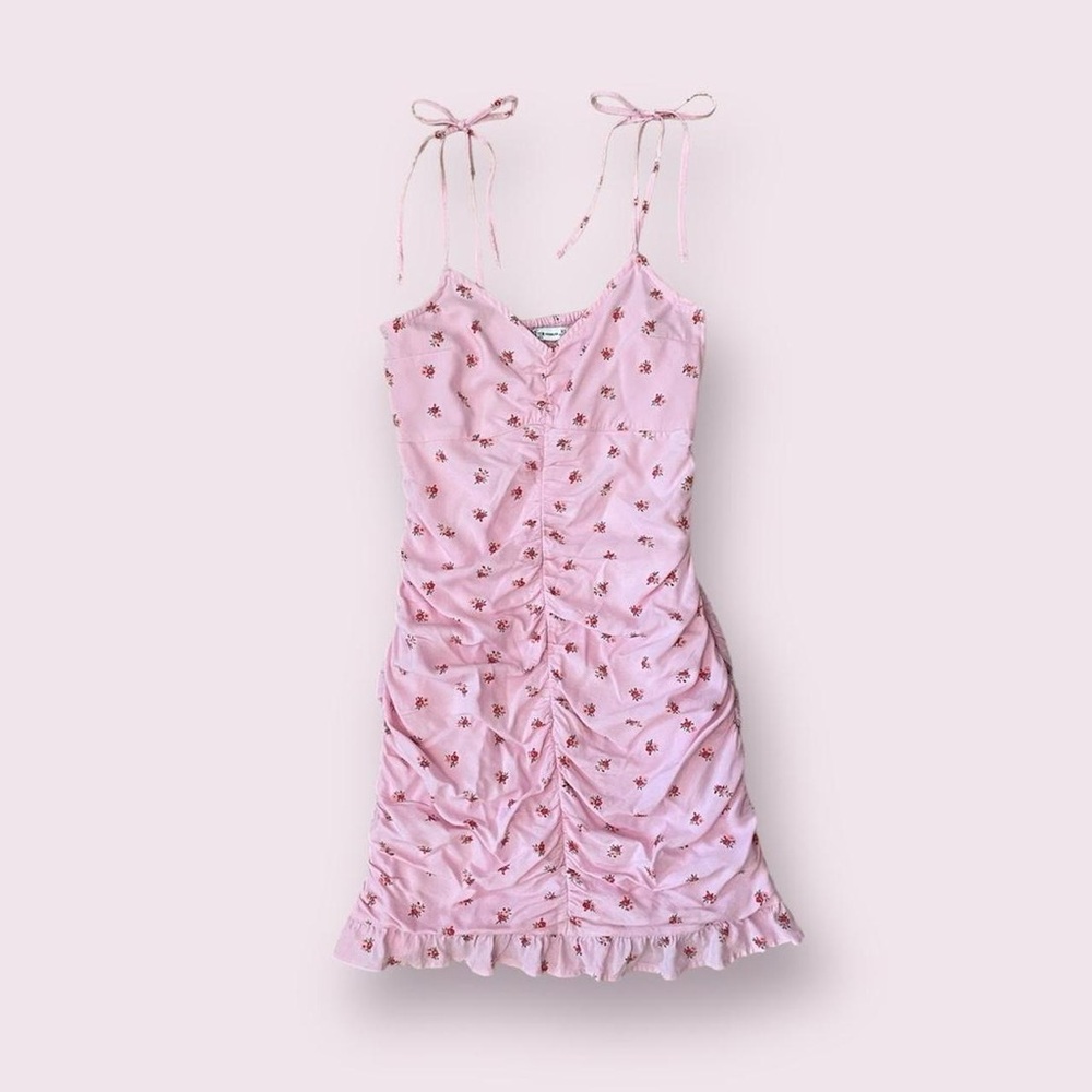 Hollister Ruched Floral Tie Strap Mini Dress